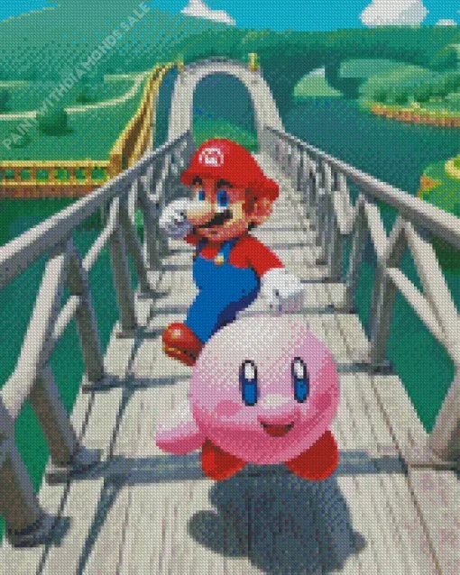 Kirby and mario video game Diamond With Numbers