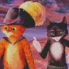 Kitty Softpaws And Puss In Boots Diamond Painting