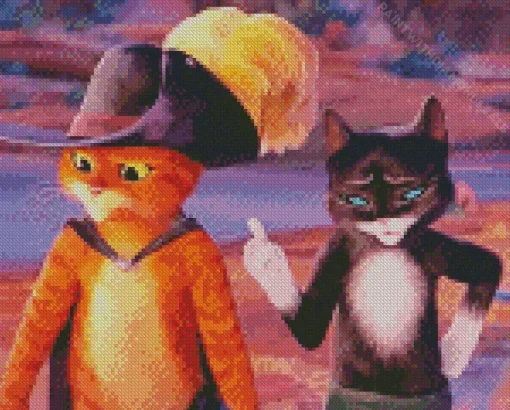 Kitty Softpaws And Puss In Boots Diamond Painting