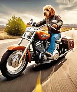 Labradoodle On harley davidson Diamond Paints