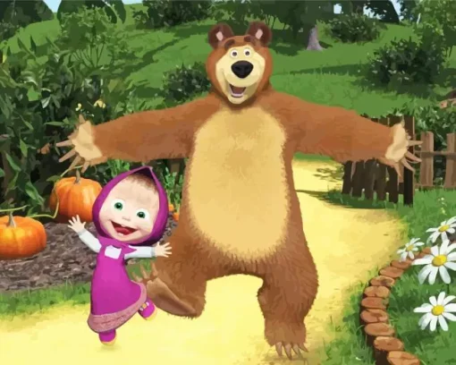 Masha And The Bear Animated Series Diamond Painting