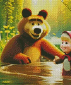 Masha And The Bear Cartoon Diamond Painting