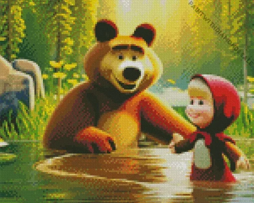 Masha And The Bear Cartoon Diamond Painting