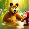 Masha And The Bear Cartoon Diamond Painting