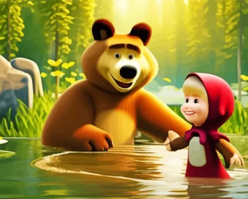 Masha And The Bear Cartoon Diamond Painting