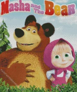 Masha And The Bear Poster Diamond Painting