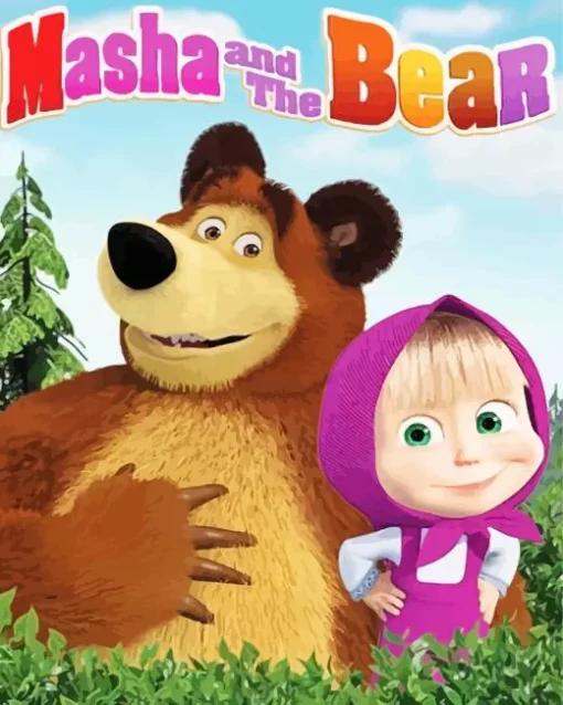 Masha And The Bear Poster Diamond Painting