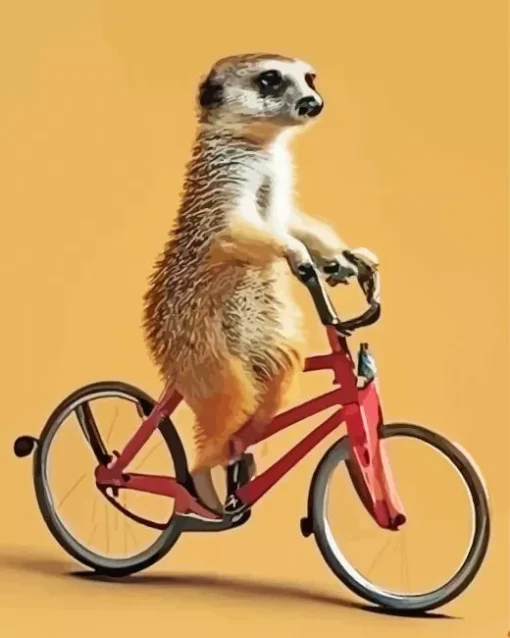 Meerkat Riding A Bicycle Diamond Painting