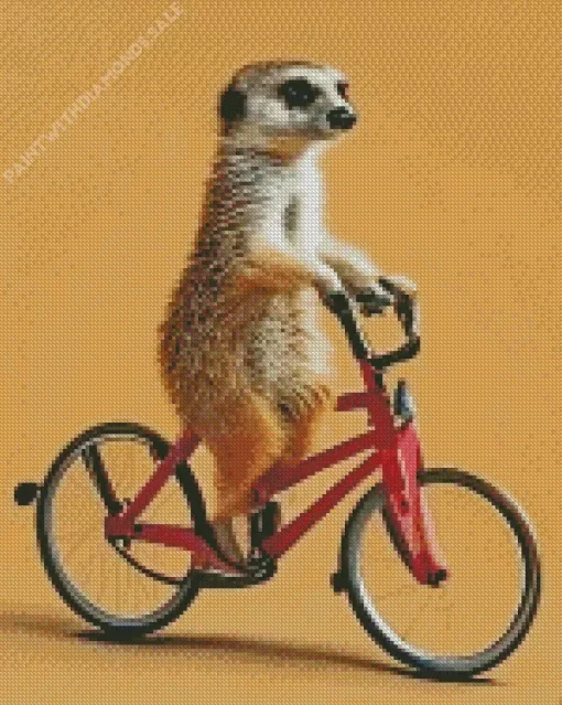 Meerkat Riding A Bicycle Diamond Painting