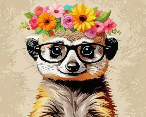 Meerkat With A Floral Crown Diamond Painting