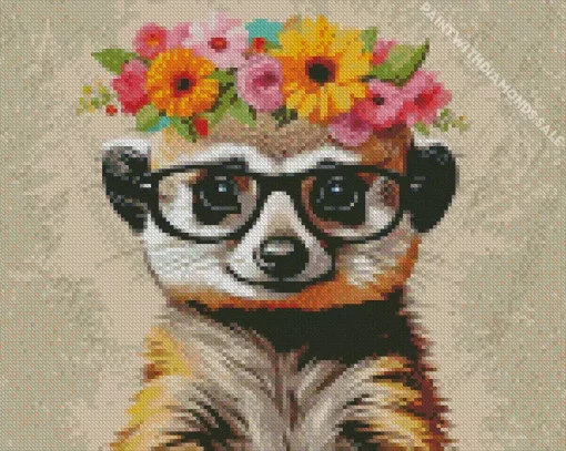 Meerkat With A Floral Crown Diamond Painting