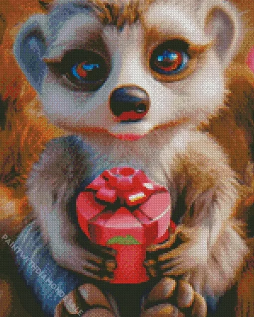 Meerkat With A Pink Gift Diamond Painting