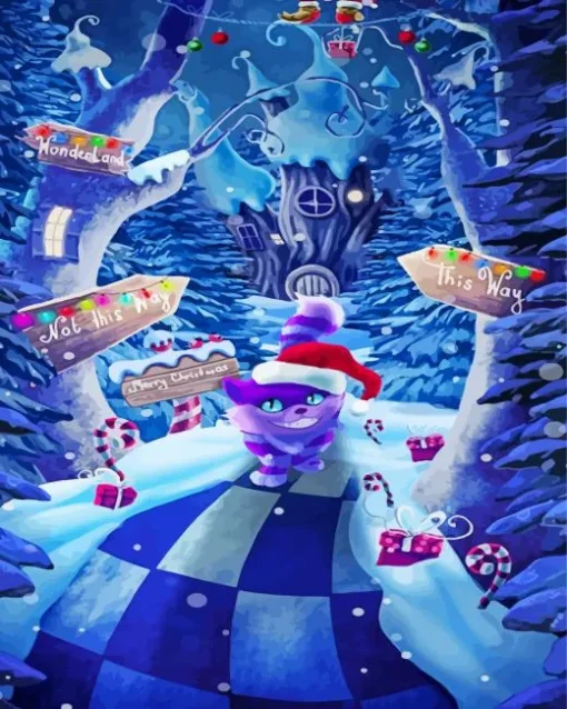 Merry Christmas cheshire cat Diamond By Numbers