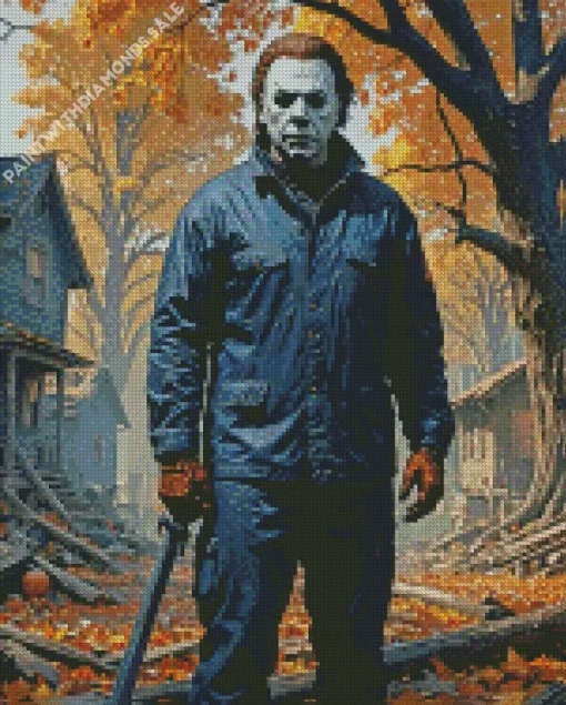 Michael Myers Horror Halloween Movie Diamond With Numbers