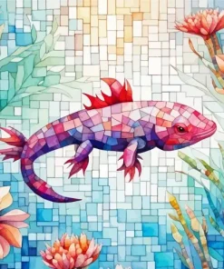 Mosaic axolotl Diamond Paints