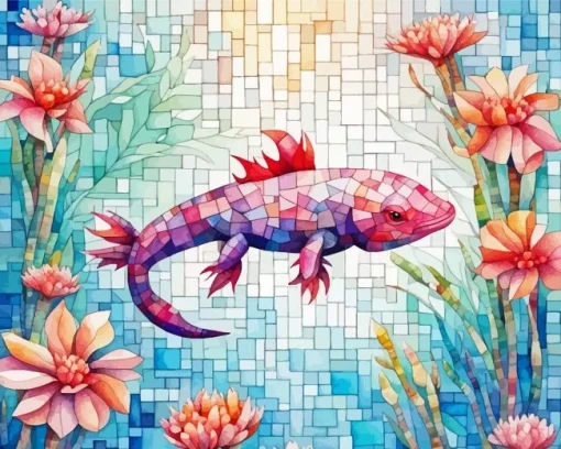 Mosaic axolotl Diamond Paints