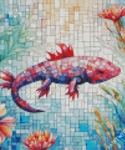 Mosaic axolotl Diamond With Numbers