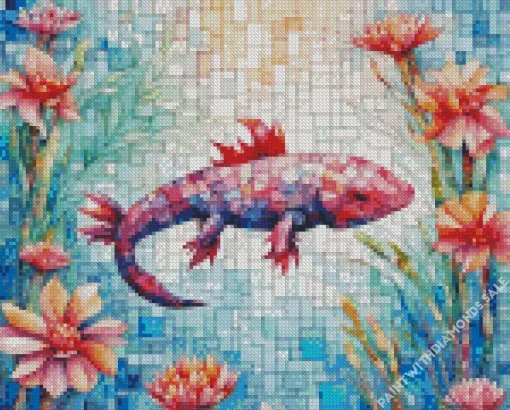 Mosaic axolotl Diamond With Numbers