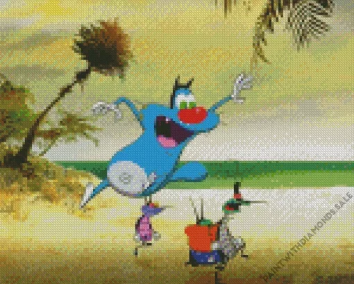 Oggy And The Cockroaches Animation Diamond Painting