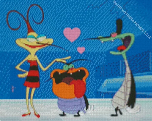 Oggy And The Cockroaches Characters Diamond Painting