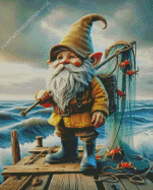 Old Gnome Fishing Diamond Dotz