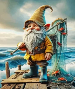 Old Gnome Fishing Diamond With Numbers