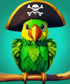 Parakeet In A Pirate Hat Diamond Painting