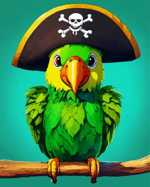 Parakeet In A Pirate Hat Diamond Painting