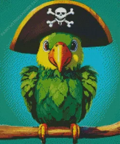 Parakeet In A Pirate Hat Diamond Painting