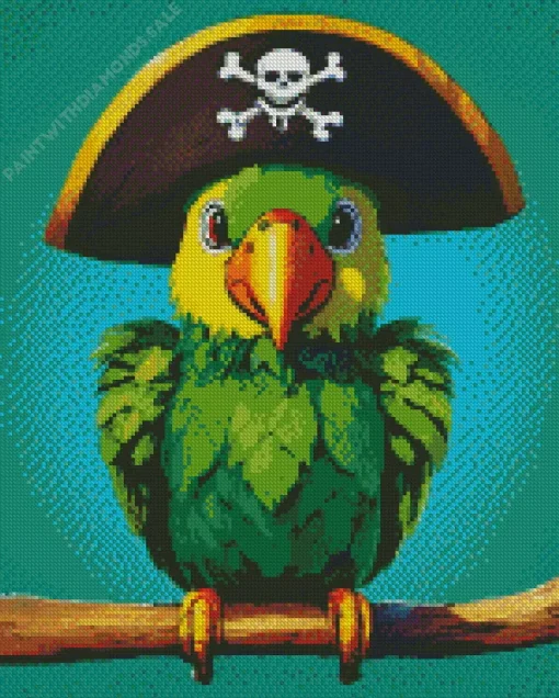 Parakeet In A Pirate Hat Diamond Painting