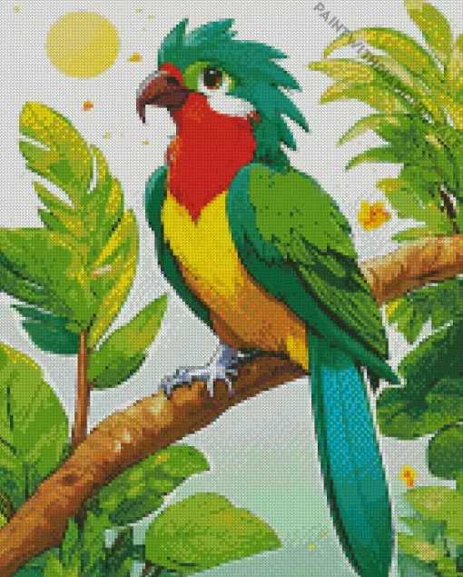 Parakeet On A Branch Diamond Painting