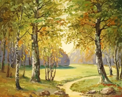 Path through sunlit trees richard lorenz Diamond By Numbers