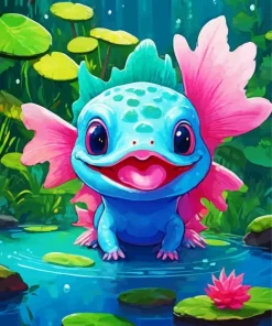 Pink Blue axolotl Diamond Paints