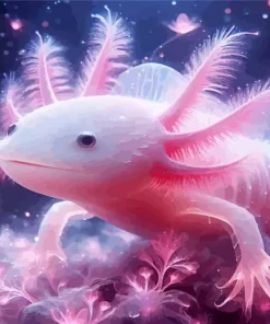 Pink axolotl Diamond Paints