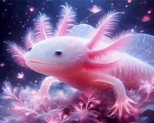 Pink axolotl Diamond Paints