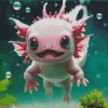 Pink axolotl underwater Diamond With Numbers