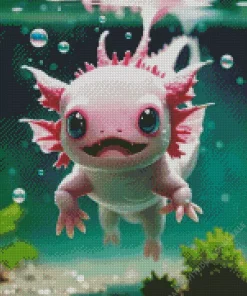 Pink axolotl underwater Diamond With Numbers