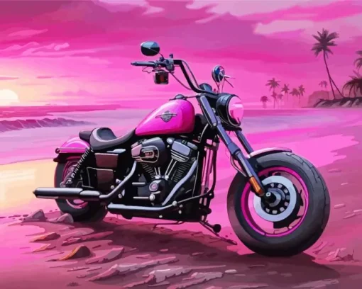 Pink harley davidson Diamond Paints