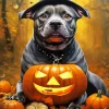 Pit Bull In Halloween Hat Diamond Painting