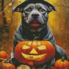 Pit Bull In Halloween Hat Diamond Painting