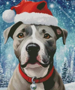 Pit Bull In Snow Diamond Painting