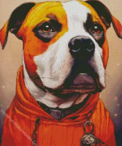 Pit Bull Wearing Orange Diamond Painting