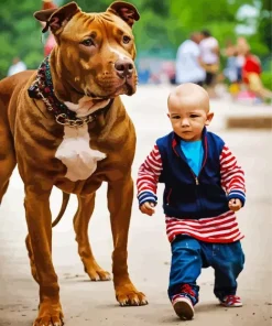 Pit Bull With A Kid Diamond Painting