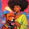 Pit Bull With Afro Girl Diamond Painting