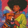 Pit Bull With Afro Girl Diamond Painting