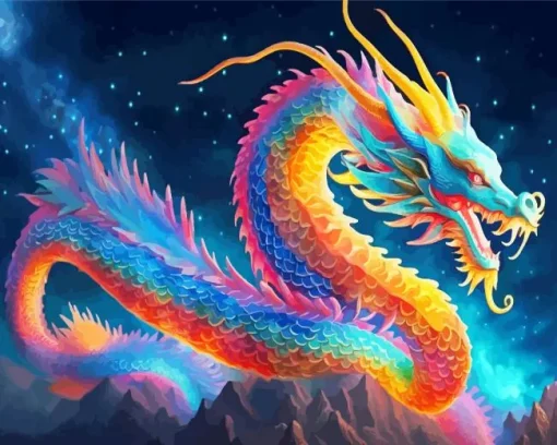 Rainbow chinese dragon Diamond Paintings