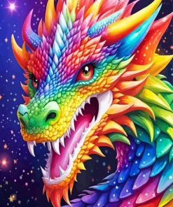 Rainbow dragon head Diamond Paintings