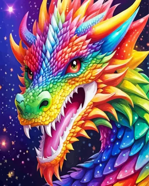 Rainbow dragon head Diamond Paintings