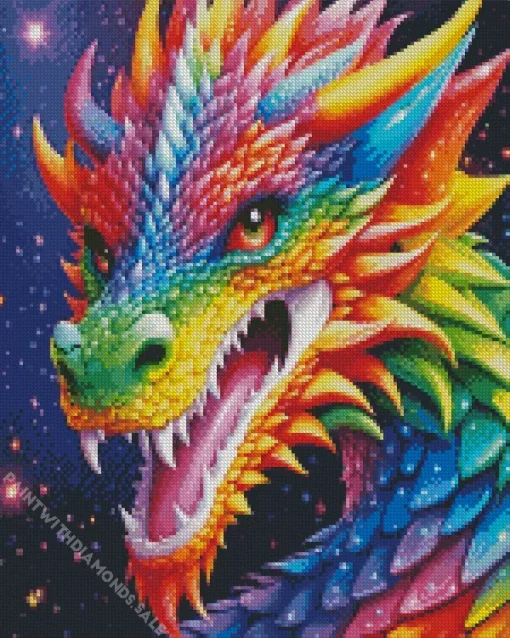 Rainbow dragon head Diamond Paints