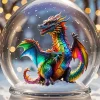 Rainbow dragon in snowglobe Diamond Paintings